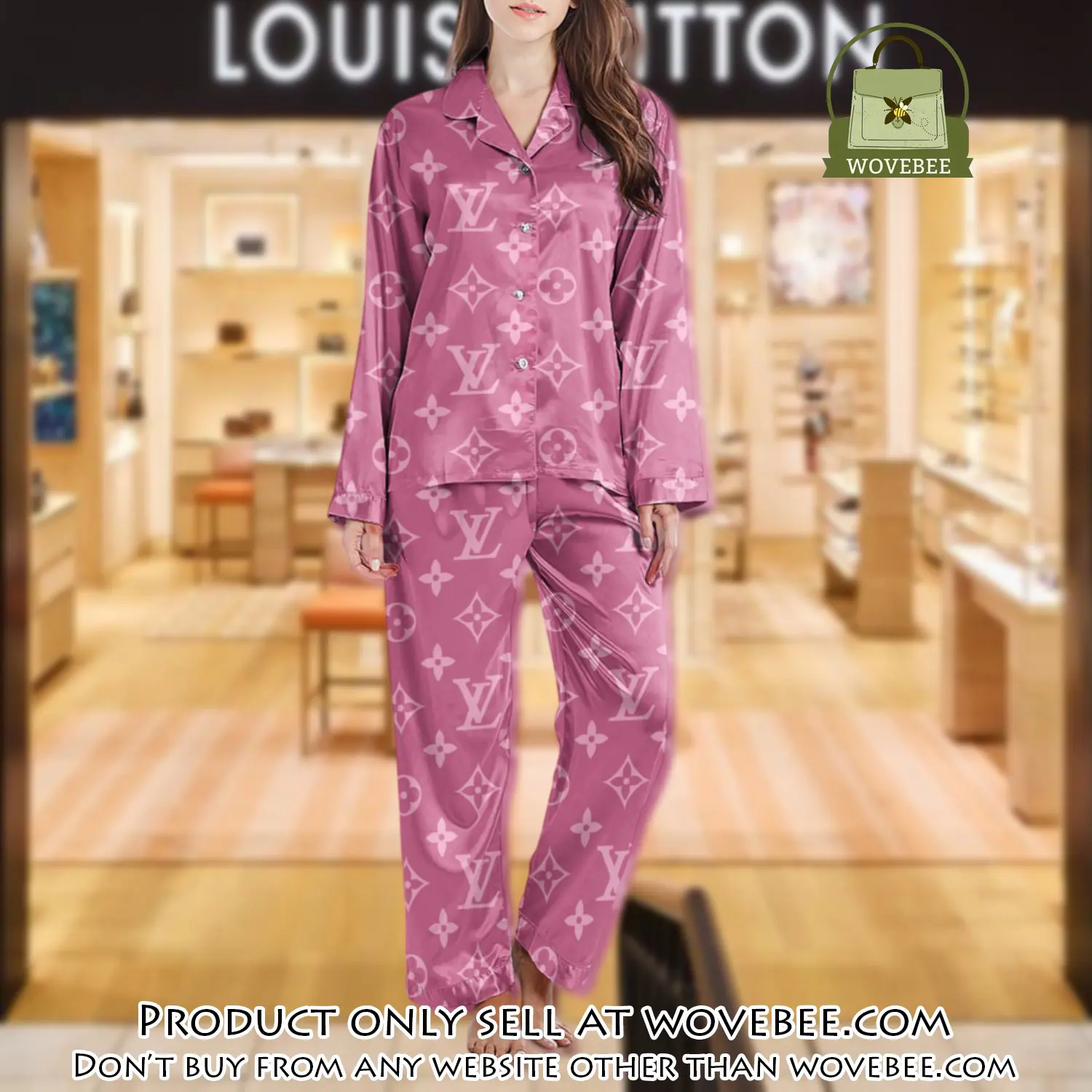 Lv monogram long satin pajama set pjs1014 wvb1354432